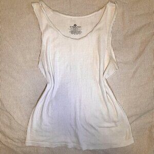 White Ribbed Vintage Tank Top